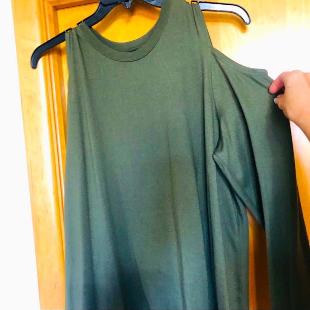Green Cold Shoulder Top